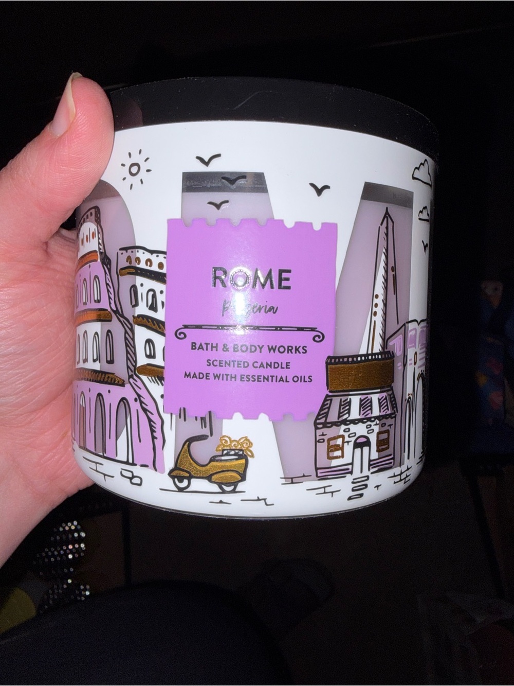 Bath & Body Works Rome Pizzeria Candle - Purple & White